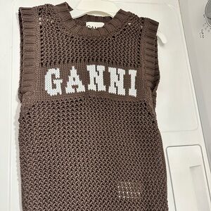 Brown & White Authentic Ganni Sweater Vest Worn Once Great Condition!